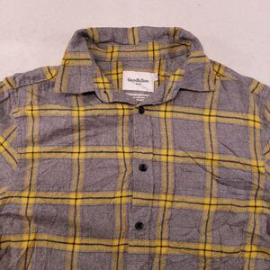 Goodfellow & Co Tartan Flannel Casual Button Up Shirt Mens Size S Gray Yellow